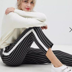 ASOS DESIGN stripe tapered pants with contrast side panel